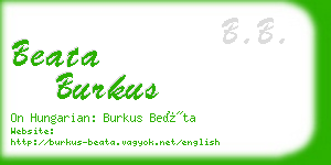 beata burkus business card